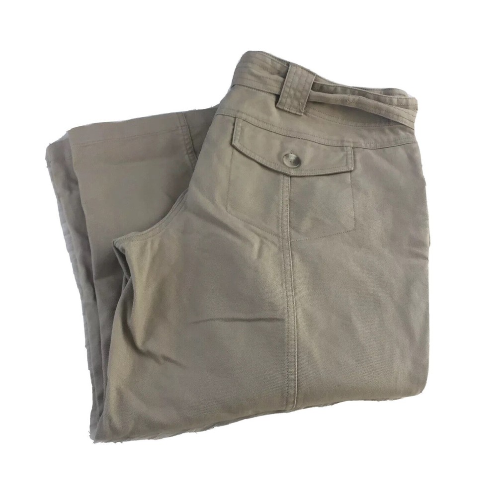 Isaac Mizrahi for Target Khaki Cropped‎ Pants Belted Capri Tan Size 14 Utility